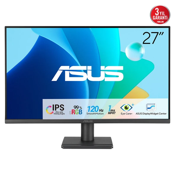 ASUS VA279HG 27" 1ms, 120Hz, Full HD, HDMI, VGA, IPS LED, Çerçevesiz Tasarım, Düşük Mavi Işık, FreeSync Kurumsal Monitör ürün görseli 1