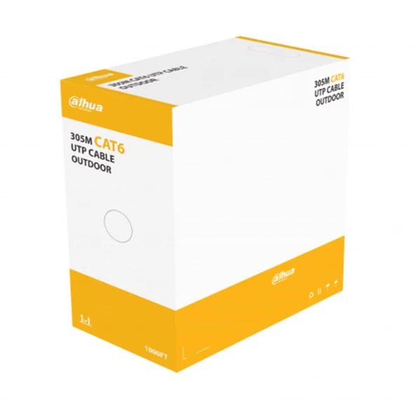 DAHUA DH-PFM920-6UN, CAT6 305m, 24AWG 0.53mm, UTP, %100 Bakır, OutDoor, Polietilen, Kablo, Siyah Renk ürün görseli 1
