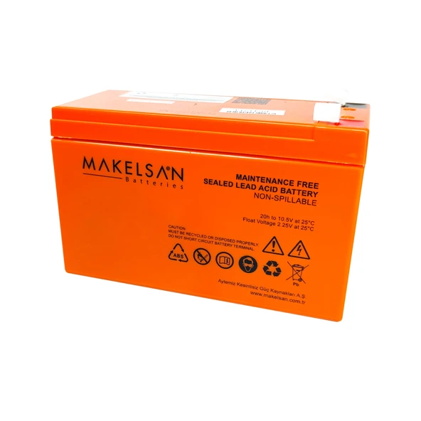 MAKELSAN 12V 9Ah, Bakımsız, Kuru Akü. UPS için Uygundur. ürün görseli 1