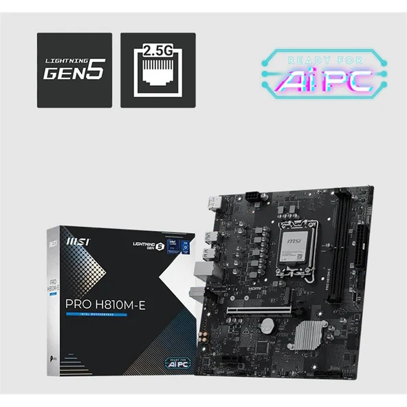 MSI PRO H810M-E DDR5 6400MT/S 1XHDMI 1XDP 1XM.2 USB 3.2 MATX 1851P (INTEL ULTRA PROCESSORS SERIES 2) ürün görseli 1