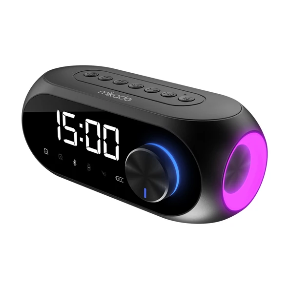 MIKADO MD-W7, Siyah, 5W, FM Radyo, USB, AUX, Bluetooth, Kablosuz, Taşınabilir, 1200mAh Batarya, Alarmlı Saat, Derece ve Speaker ürün görseli 1
