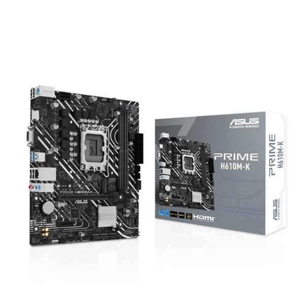 ASUS PRIME H610M-K DDR5 5600MHZ 1XVGA 1XHDMI 1XM.2 USB 3.2 MATX 1700P (12. / 13. VE 14. NESİL İŞLEMCİ UYUMLU) ürün görseli 1