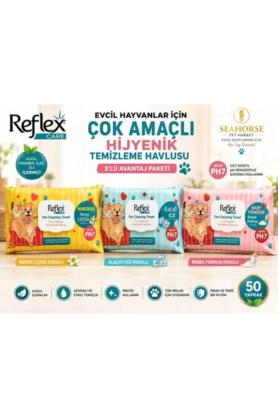 Care Evcil Hayvanlar İçin Çok Amaçlı Hijyenik Temizleme Havlusu 3’lü Avantaj Paketi Ürün Açık ürün görseli 1