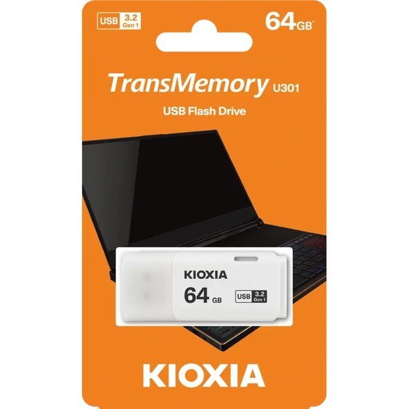 KIOXIA U301W 64GB USB 3.2 Gen1 TransMemory Flash Disk (Beyaz) ürün görseli 1