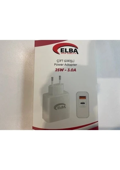 ELBA ELB15 25W 3.0A Usb-A To Usb-C Çift Girişli Hızlı Şarj Akım Koruma Isıya Dayanıklı EV Şarj Kafa ürün görseli 1