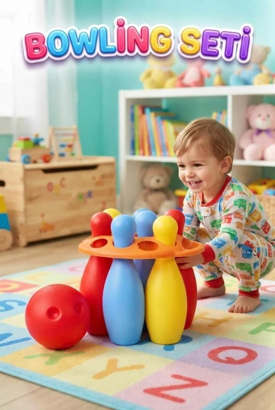 Bowling Seti - Eğitici ve Eğlenceli Başlangıç Seti - 19 cm Labutlar ve Bowling Topu Oyuncak Seti ürün görseli 1