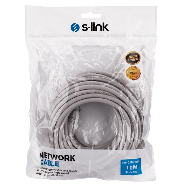 S-LINK SL-CAT610, CAT6, Patch, 10Mt, Kablo (Gri) ürün görseli 1