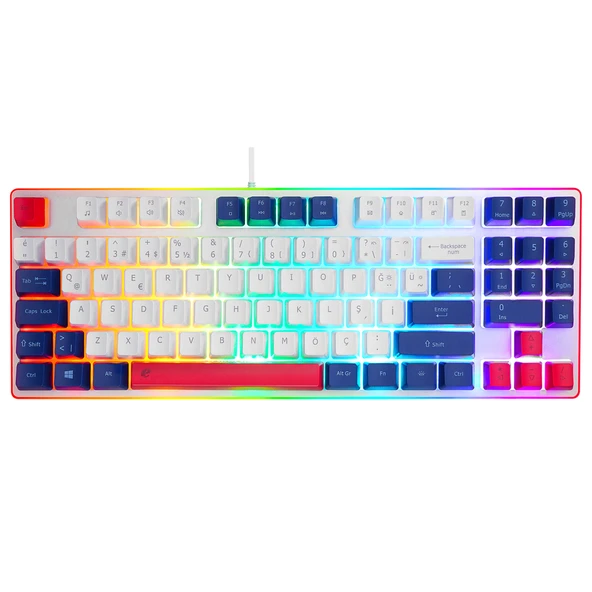 ACER eMachines, EAK216, Beyaz, USB Kablolu, Rainbow Backlight, Membran Renkli Tuşlar, Türkçe Q, 90 Tuşlu, Gaming Klavye ürün görseli 1