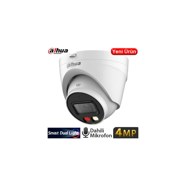 DAHUA IPC-HDW1431V-SA, 4Mpix, 2,8mm Lens, H265+, 30Mt Gece Görüşü, Dual Light, Mikrofonlu, PoE Dome IP Kamera ürün görseli 1