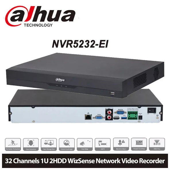 DAHUA  NVR5232-EI, 32Kanal, 12Mpix, H265+, 2 HDD Desteği, 1080P Kayıt, 320Mbps Bant Genişliği, NVR ürün görseli 1