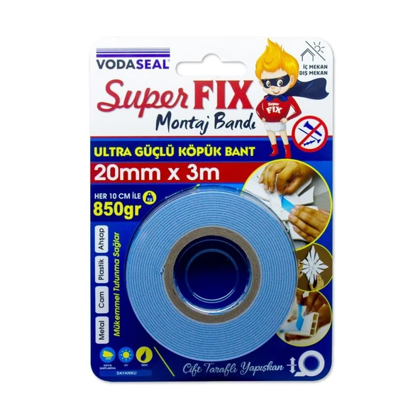 Vodaseal Süper Fix Çift Taraflı Montaj Bandı 20 mm 3 Metre ürün görseli 1