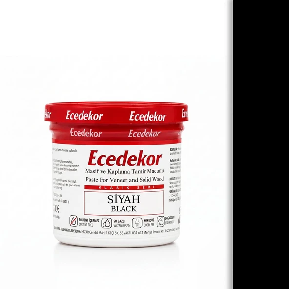 Siyah Ecedekor Ahşap Dolgu Macunu Bardak (200gr) ürün görseli 1