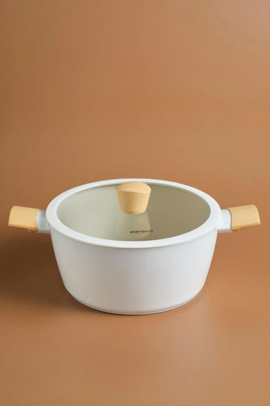 x Refika Swiss Crystal Almond Cream 0 Yağ İle Yanmaz Yapışmaz İndüksiyon Tabanlı Tencere 24 Cm ürün görseli 1