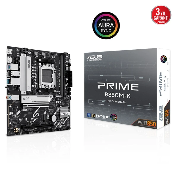ASUS PRIME B850M-K, 2xDDR5, 2x M.2, DP, HDMI, AM5 Soket Anakart ürün görseli 1