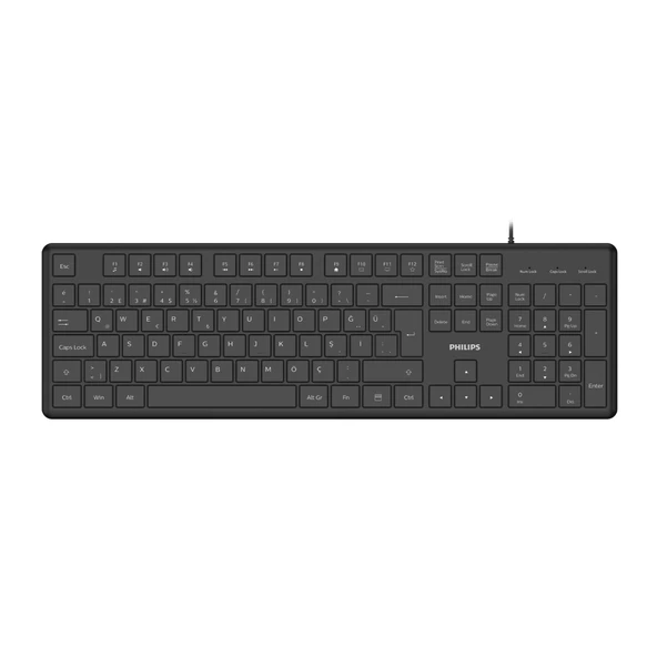 PHILIPS SPK6248B, USB Kablolu, Türkçe Q, Multimedya Klavye (Siyah) ürün görseli 1