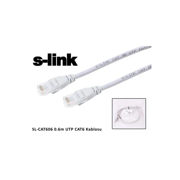 S-LINK SL-CAT606 CAT6 Patch 60CM Kablo (Gri) - Resim 2