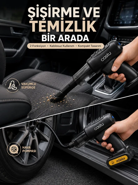 Kablosuz Hava Pompası Ve Vakumlu El Süpürgesi ürün görseli 1