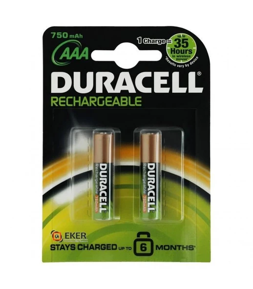 Duracell Şarjedilebilir İnce Kalem Pil 2'li AAA 750 mAh ürün görseli 1