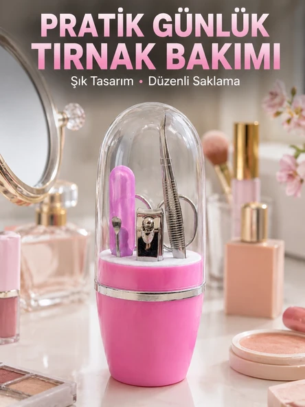 Taşınabilir Manikür Seti Pembe Tırnak Bakım Ve Kişisel Bakım Kiti ürün görseli 1