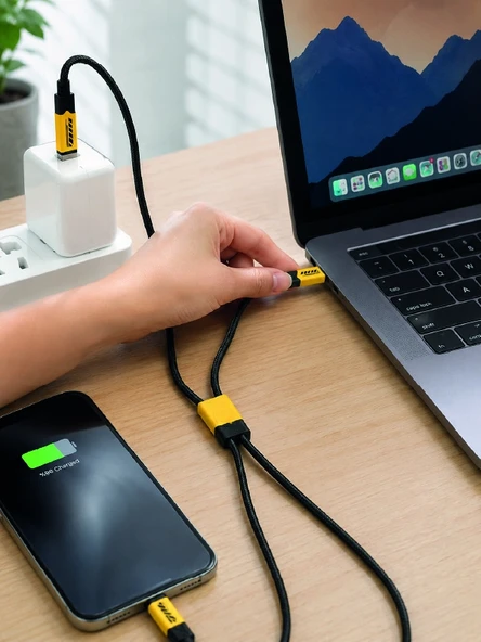 240w Çoklu Şarj Kablosu Type-c Lightning Micro Usb Örgü Kablo - Resim 2