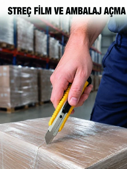 5’li Metal Falçata Seti Profesyonel Maket Bıçağı Kesici Falçata Sarı Ergonomik Saplı ürün görseli 1