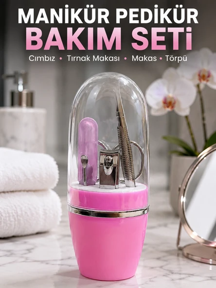 Pembe Tırnak Bakım Seti Cımbız Makas Tırnak Makası Ve Törpü İçeren Kit ürün görseli 1