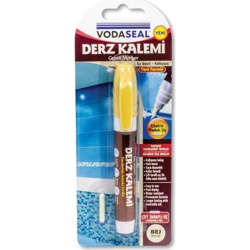 Vodaseal Çift Uçlu Su Bazlı Kokusuz Kalıcı Derz Kalemi Bej ürün görseli 1