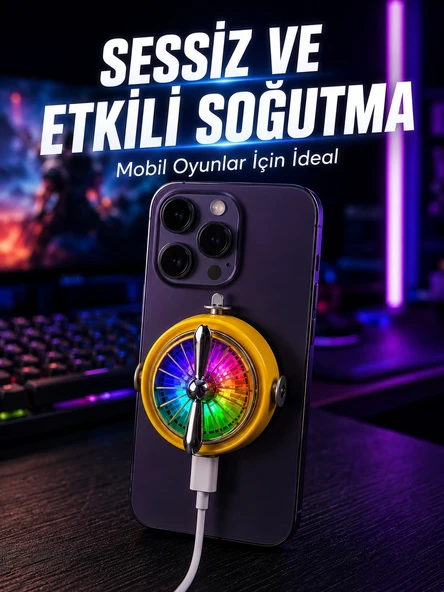 Manyetik Telefon Soğutucu Rgb Fanlı Mobil Oyun Soğutucusu ürün görseli 1