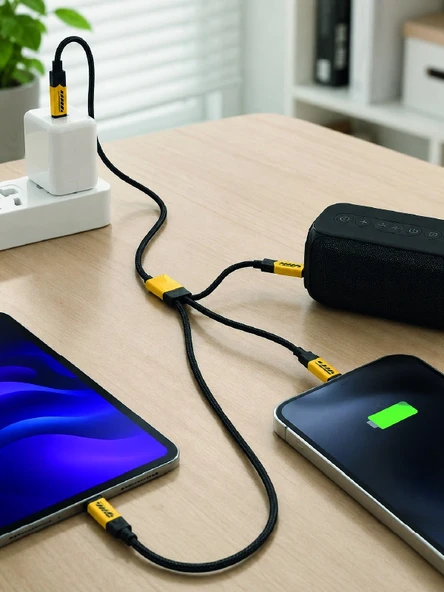 240w Çoklu Şarj Kablosu Type-c Lightning Micro Usb Örgü Kablo - Resim 3