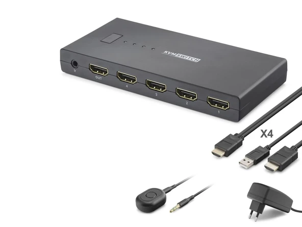 Hdmı Usb Kvm Switch 4 Port Hdmı 4 Port Usb Kumandalı HDX1425 ürün görseli 1