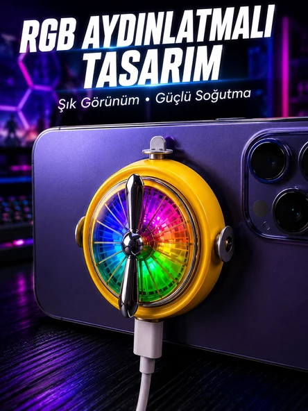 RGB Işıklı Manyetik Telefon Oyun Soğutucu Fan ürün görseli 1
