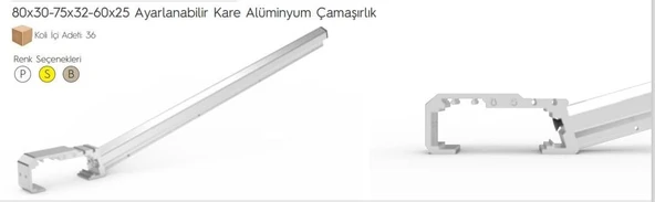 Koral Ayarlı Balkon Çamaşır Askılığı 80X30/60X25 ürün görseli 1