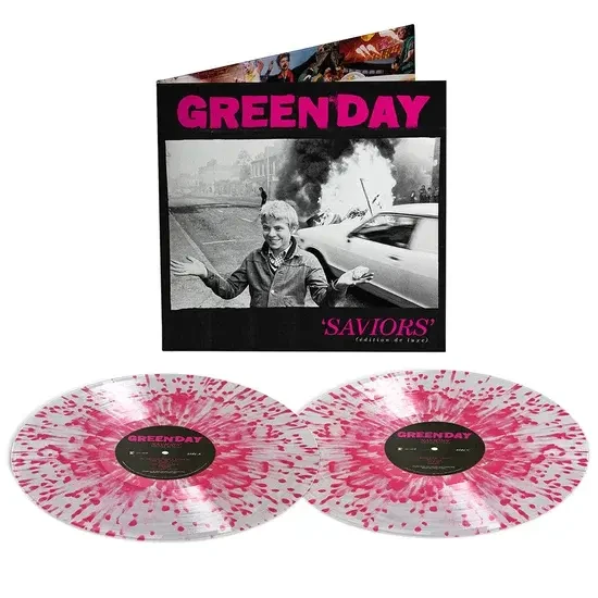 Green Day Saviors (édition de luxe) Limited Expanded Clear with Hot Pink Splatter edition Double LP Plak ürün görseli 1