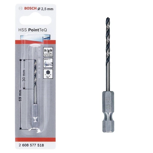 Bosch Pointteq Altıgen Şaftlı Hss Matkap Ucu 2,5 mm ürün görseli 1