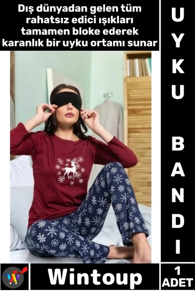 #UykuBandı Işık Geçirmez Konfor Yumuşak Hafif Lastikli Gece Seyahat Dinlenme Uyku Bandı Göz Maskesi ürün görseli 1