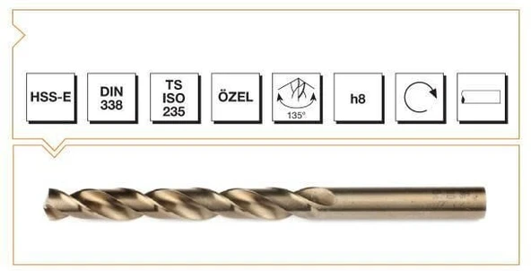 Makina Takım HSS-E Altın Seri İnox Delme Matkap Ucu 4 mm ürün görseli 1