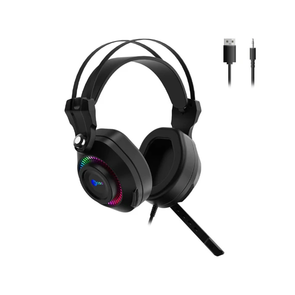 LENOVO LECOO HT405 3.5MM STEREO JACK + USB RGB LED AYDINLATMA KABLOLU KULAK ÜSTÜ GAMİNG OYUNCU KULAKLIK ürün görseli 1
