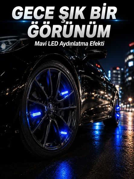 Araç Sibop Işığı 4'lü Set Otomatik Yanan LED Lastik Aksesuarı ürün görseli 1