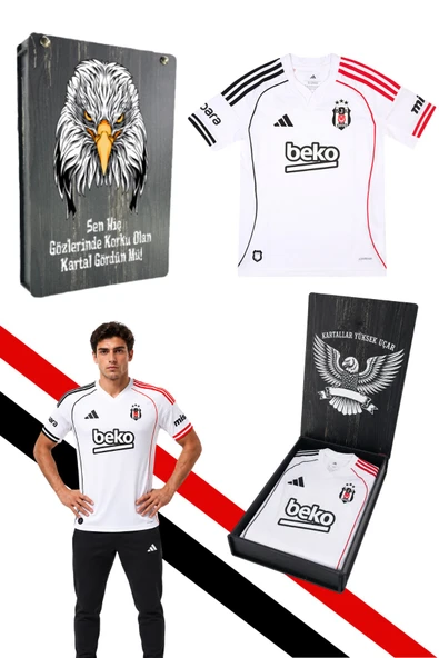 ORJİNAL LİSANSLI ADİDAS BEŞİKTAŞ FORMA 25-26 SEZON BEYAZ FORMA UV KUTU HEDİYELİ ürün görseli 1