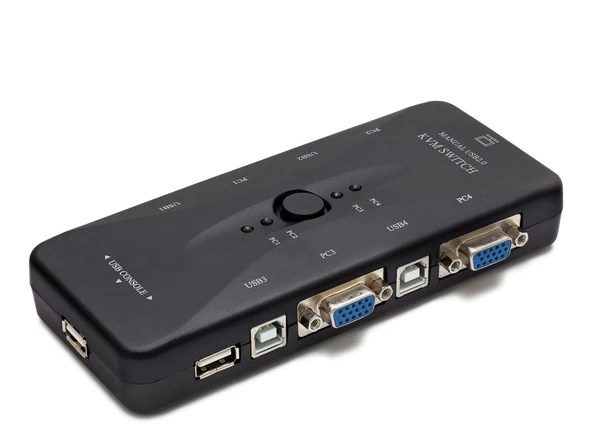 Vga Usb Kvm Swıtch 4 In 1 Out + 4 Port Usb Console - Sıyah HD230 ürün görseli 1