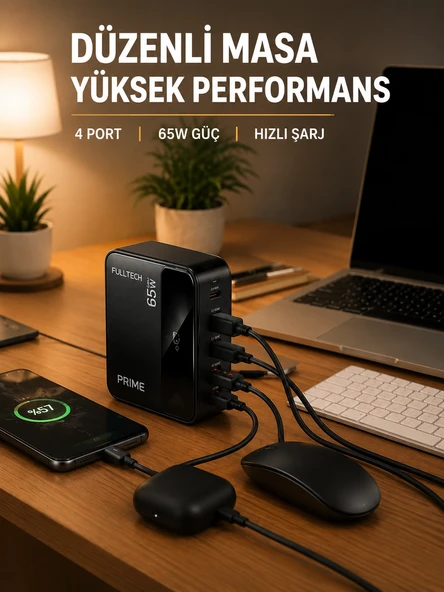 USB-A ve USB-C Girişli Çoklu Şarj Cihazı ürün görseli 1