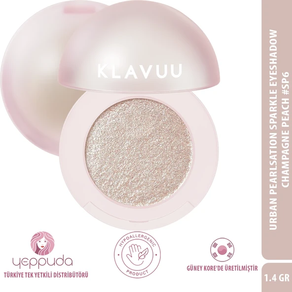 Klavuu Urban Pearlsation Sparkle Eyeshadow #6 Champagne Peach - İnci Tozu İçeren Far ürün görseli 1