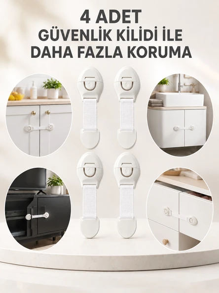4'lü Esnek Kayışlı Çocuk Güvenlik Kilidi Pratik ve Güvenli Kullanım ürün görseli 1