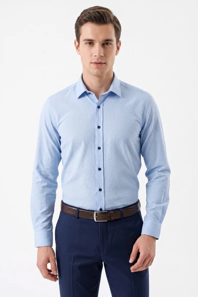 Erkek Slim Fitt Uzun Kol % 100 Pamuk Gömlek 2429 BGL-ST05603 ürün görseli 1