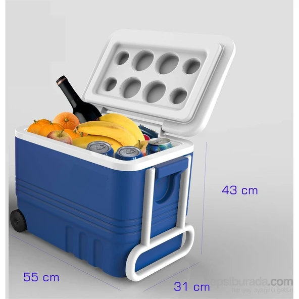 TEKERLEKLİ 38 Litre Polikarbon Buzluk+Termos 948808 - Resim 2