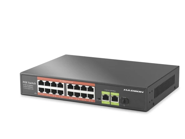 AO POE Switch 16 Port 2 Uplink 1 Sfp Gigabit 210W HDX1442 ürün görseli 1