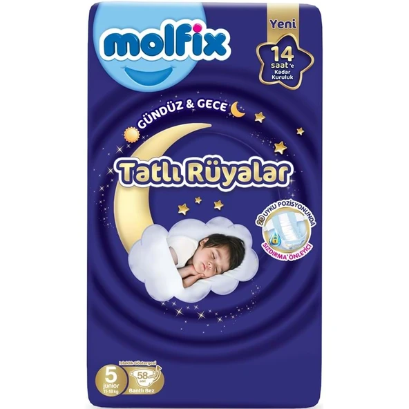 Molfix Tatlı Rüyalar Bebek Bezi 5 Beden 11-18 KG Junior 58 Adet Fırsat Pk ürün görseli 1