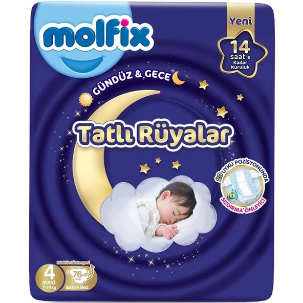 Molfix Tatlı Rüyalar Bebek Bezi 4 Beden 7-14 KG Maxi 76 Adet Fırsat Pk ürün görseli 1