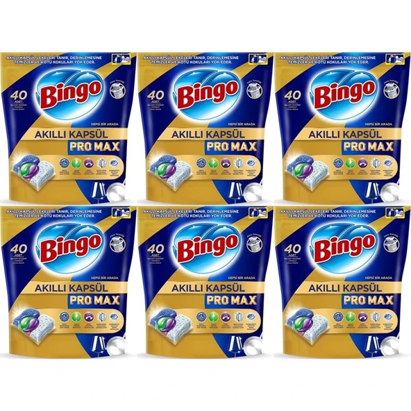 Bingo Akıllı Kapsül Pro Max Bulaşık Makinesi Deterjanı Tableti 240 Adet Limon Kokulu (6PK*40) ürün görseli 1