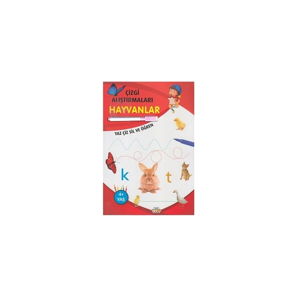Çizgi Alıştırmaları Hayvanlar(Yaz-Çiz-Sil ve Öğren)+ Kalem ürün görseli 1